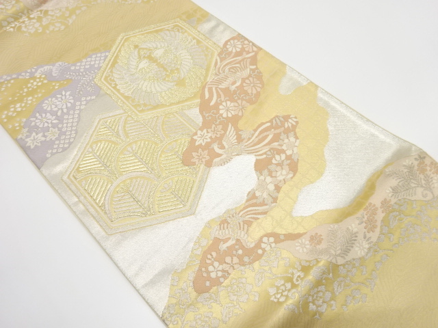 JAPANESE FUKURO OBI / WOVEN FLORAL PLANTS